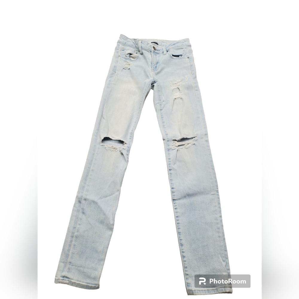 American Eagle Super Stretch Distressed Skinny Jeans | Size 0